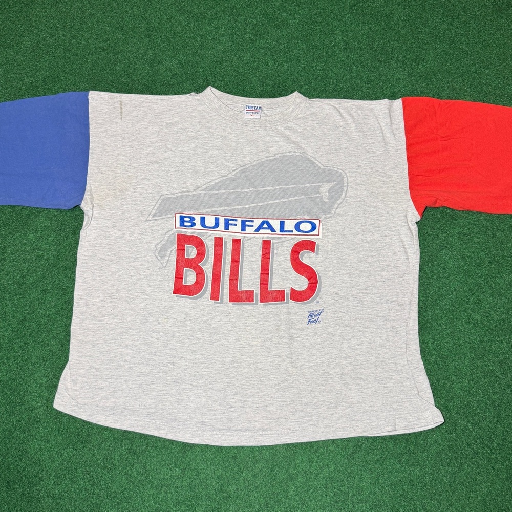 NFL Buffalo Bills Grey Tee with Red and Blue Sleeves
